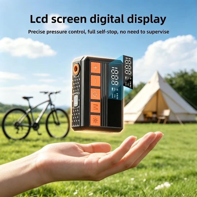150PSI Portable Tire Inflator with Digital Display, Rechargeable Battery Electric Air Pump, High Speed Inflation for Bicycles