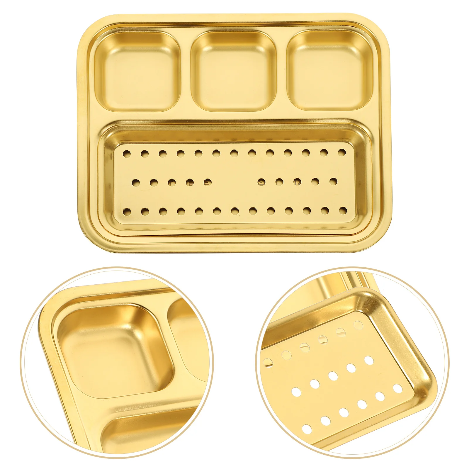 

Barbecue Plate Stainless Steel Dipping Dish Small Sauce Dishes Separate Plates Divided