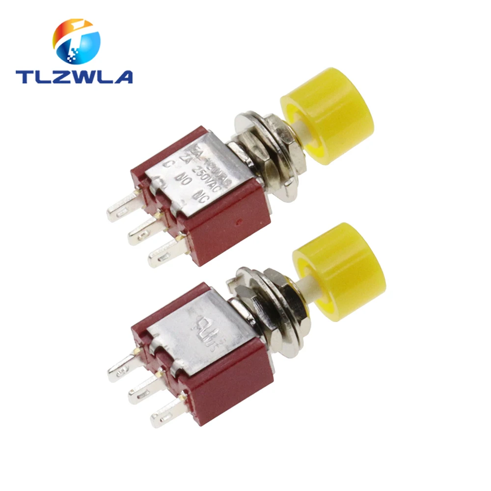 5PCS 3Pin C-NO-NC 6MM Mini Momentary Automatische rückkehr Push Button Schalter EIN-(EIN) 2A 250VAC/5A 120VAC