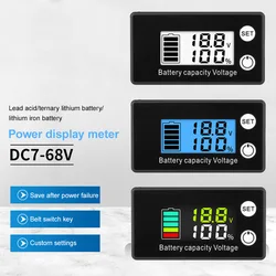 Indicatore di capacità della batteria 12V 24V 48V DC 7V-68V piombo acido litio LiFePO4 auto moto voltmetro indicatore di tensione