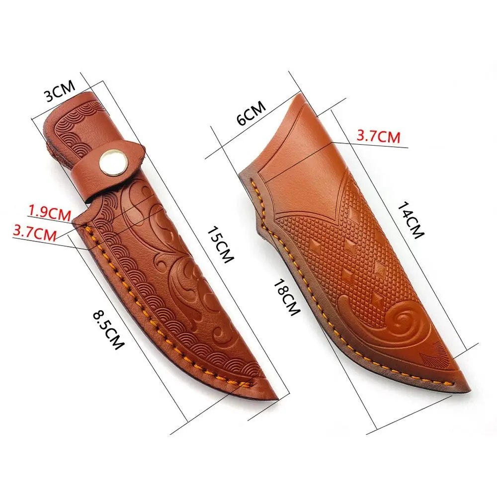 Brown Straight Knife Scabbard Tool Flashlight Belt Loop Case Holder Leather Sheath Pocket Hunt Camp Outdoor Carry Equipment Tool