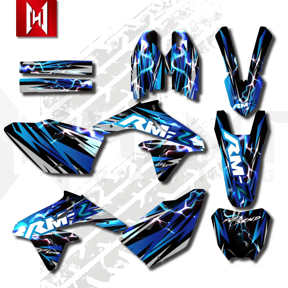 For Suzuki RMZ450 RMZ 450 2008 - 2012 2013 2014 2015 2016 2017 Motorcycle Fairing Sticker graphics Background Decal Custom