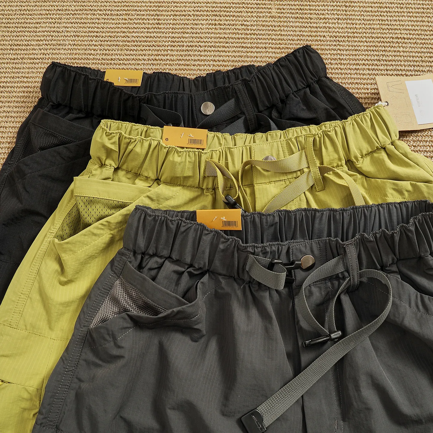 2026 Summer New American Retro Mesh Lining Quick-drying Cargo Shorts Men's Fashion Loose Multi-pocket Casual 5-point Pants