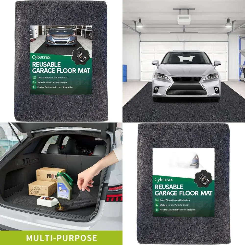 

Большой впитывающий коврик для пола гаража 96x60 см для защиты от масла, проливов и пятен, многоразовый и прочный, с водонепроницаемой основой