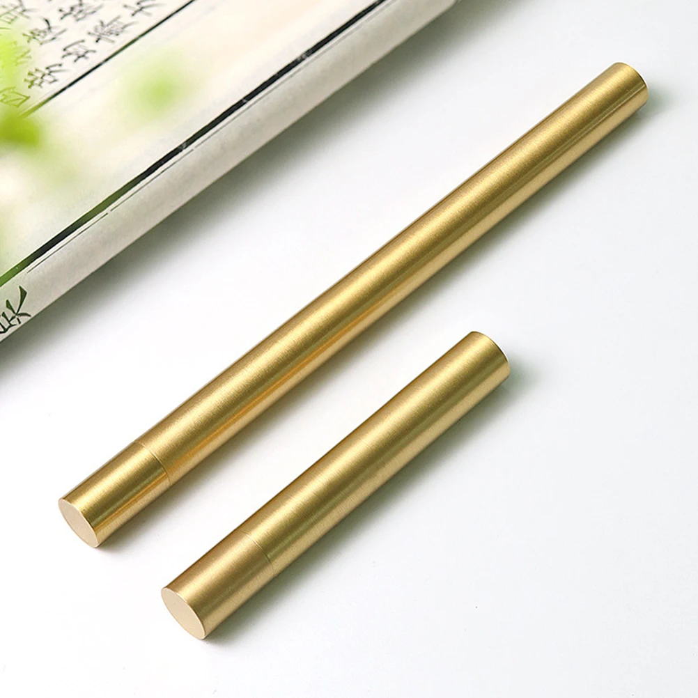 

2Pcs Incense Sticks Tube Brass Lightweight Storage Travel Home Camping Sealed Lid Dust Proof Container Aroma Holder