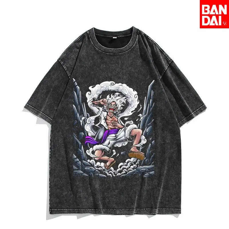 

One Piece Luffy Kaido Dragon Form T Shirt Men 2026 Summer Vintage Acid Wash Oversized Tee Samurai Streetwear Harajuku Y2k