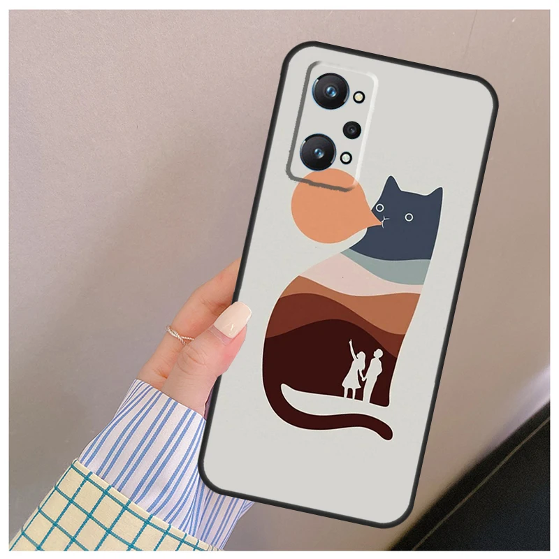 Cat Mount Fuji Japan Wave Landscape Case For Realme 8i 8 Pro GT Neo 2 Master C31 C35 Cover For Realme Q3s C11 2021 C15 9 Coque