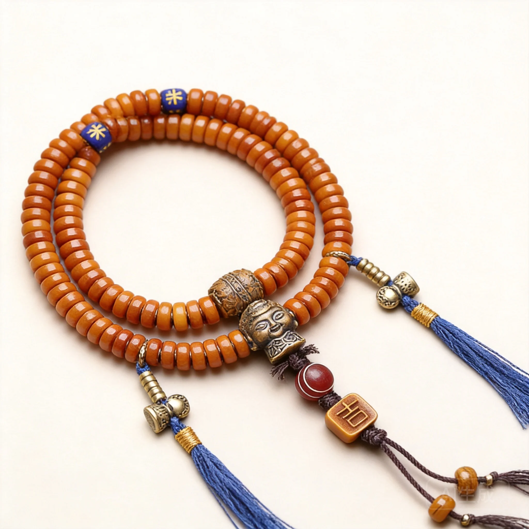 Tibetan Style Vintage Yak Bone 108 Mala Prayer Beads Lucky Blessing Meditation Buddhist Bracelet With Tassel Auspicious Diy Vajr