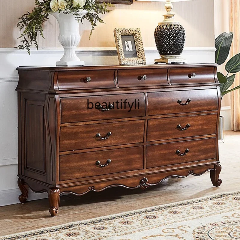 

American solid wood living room storage chest European bedroom cabinet with drawers simple home0420