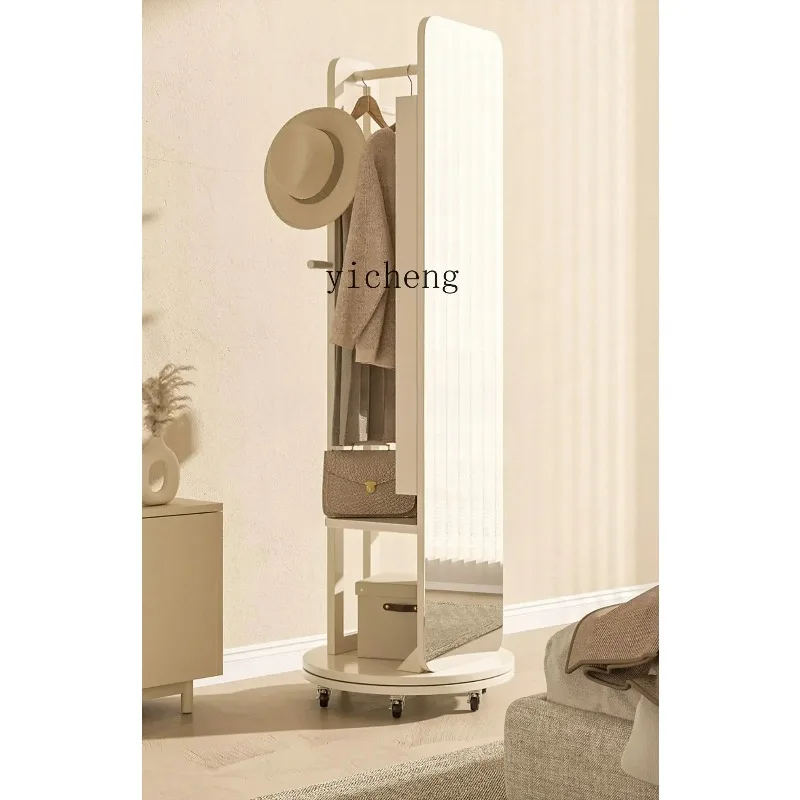 JZ-8  full-length mirror solid wood bedroom rotatable movable coat rack hanging hanger integrated floor mirror