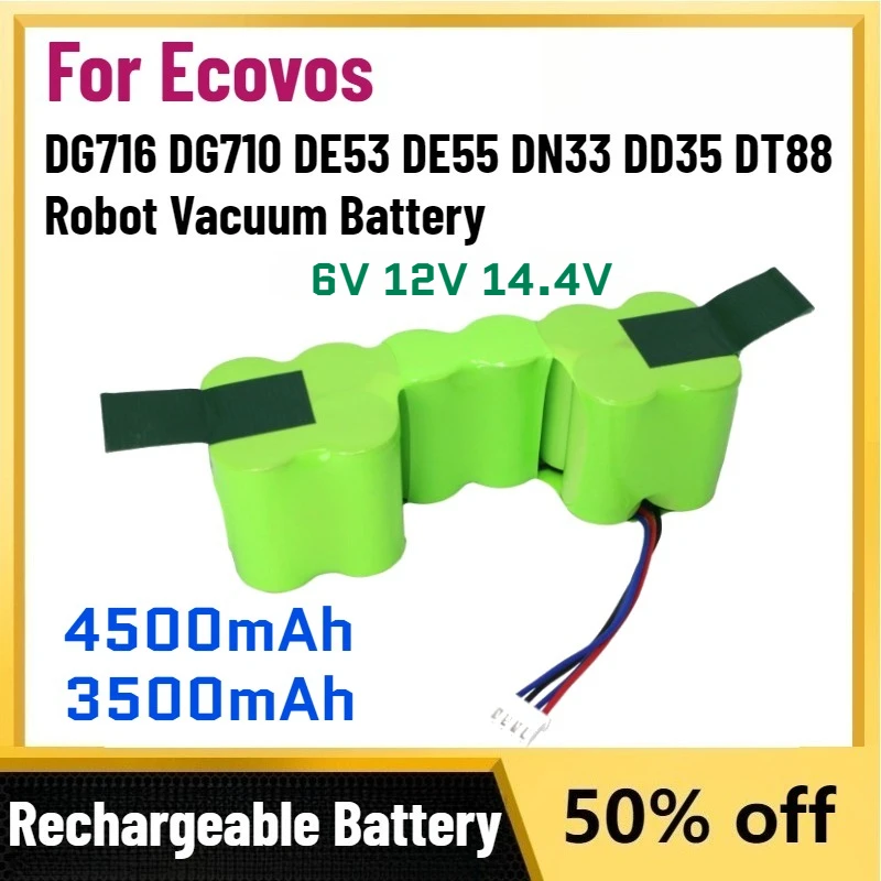 

High-Capacity New 6V 12V 14.4V 4.5Ah 3.5Ah NI-MH Battery for Ecovos DG716 DG710 DE53 DE55 DN33 DD35 DT88 Robot Vacuum Battery