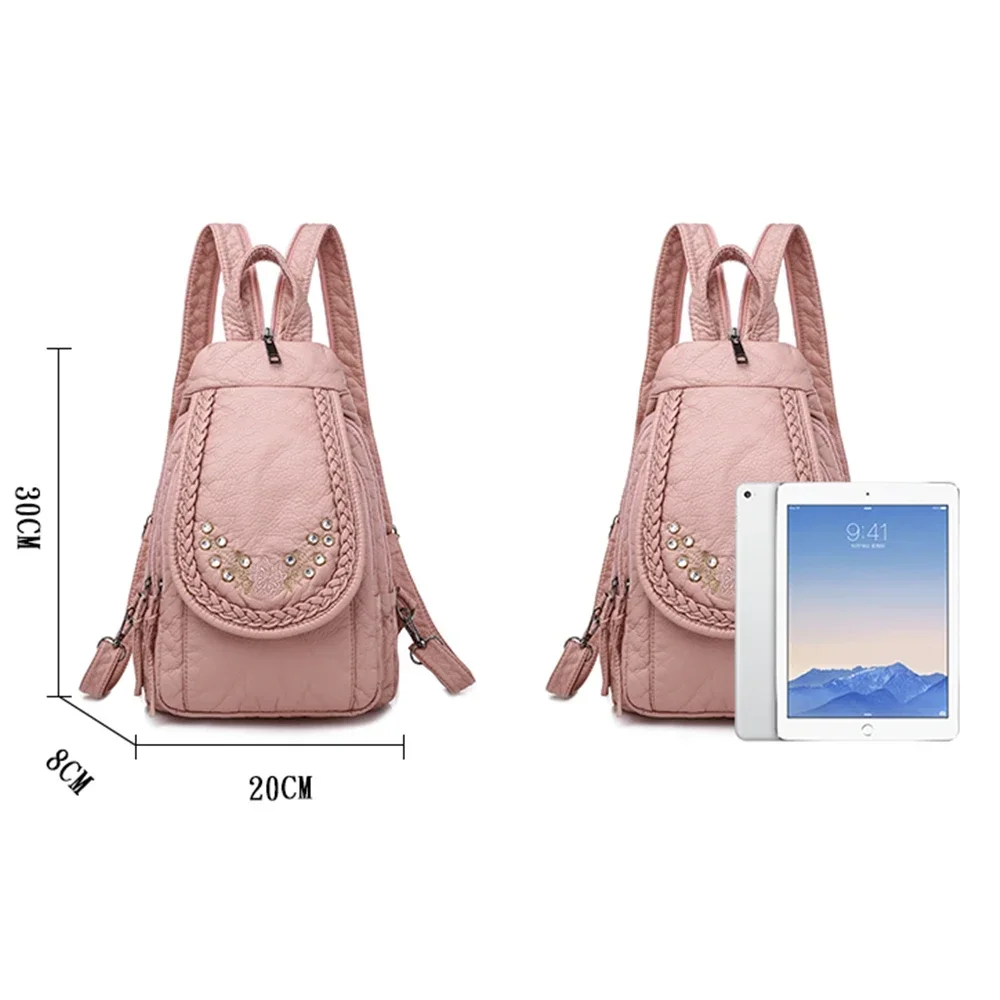 Summer Ladies Washed Leather Backpack 3 In 1 Cute Cat Women Bagpack Small Travel Backpack for Girls Sac A Dos Mochila Feminina