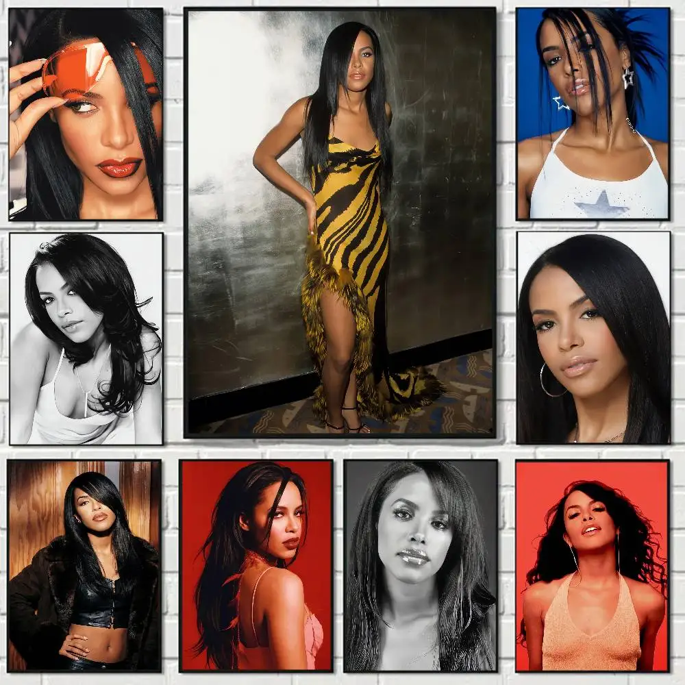 Singer Aaliyah Anime Posters Sticky Whitepaper Prints Posters Artwork Kawaii Room Decor