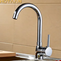 Hotaan Kitchen Faucets Chrom Copper Kitchen Mixer Single Handle Single Hole Kitchen Faucet Mixer Sink Tap Kitchen Faucet