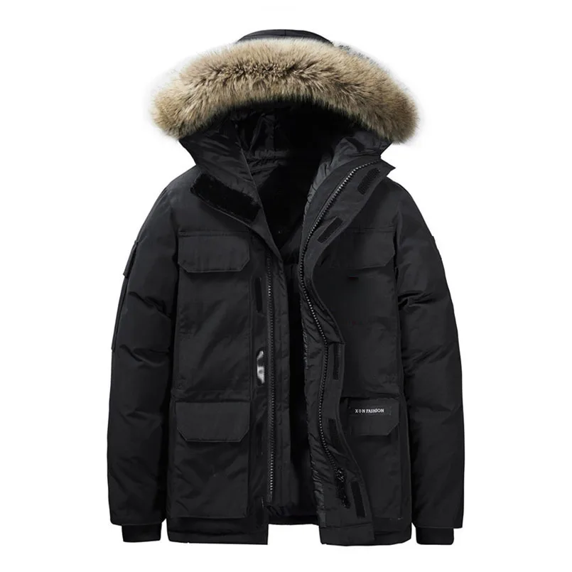 Brand Winter Jacket Men Fur Collar Thick Warm Winter Coat Man Vintage Down Jacket Hooded Parka Windbreaker Nice