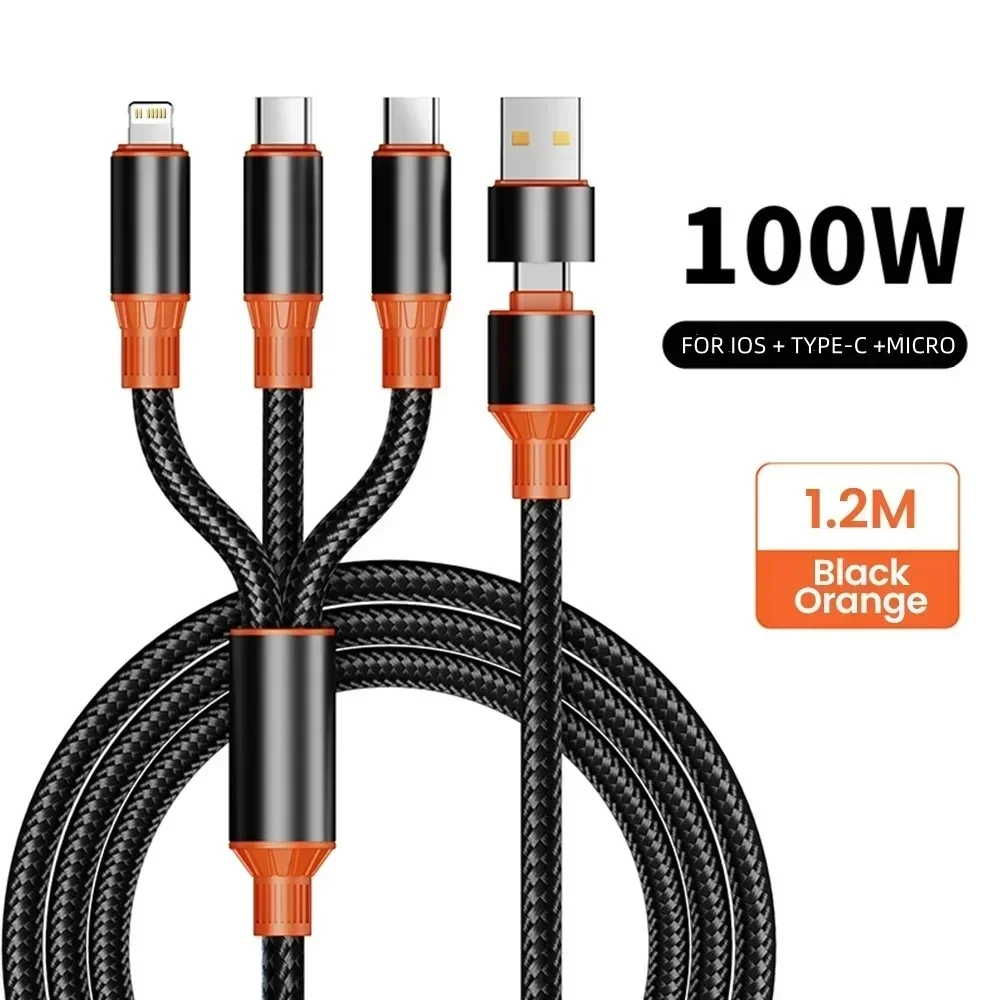 

3 in 1 5A Fast Charging Wire Data Cord Type C Cable Micro USB for iPhone 15 16 Samsung Huawei Xiaomi Phone USB Charging Cable