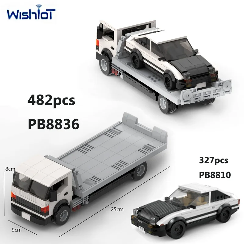 

MOC Rescue Flatbed Truck Small Building Block Vehicle Flatbed Trailer Boys Assembly Car Educational Collectible Toys Bricks Gift