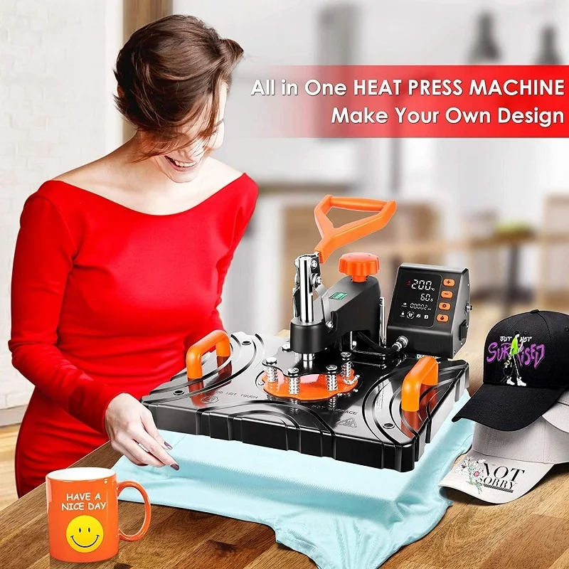 FREESUB Upgrade 8 in 1 Combo Heat press machine T-shirt cup hat plate sublimation logo printing machine for sale