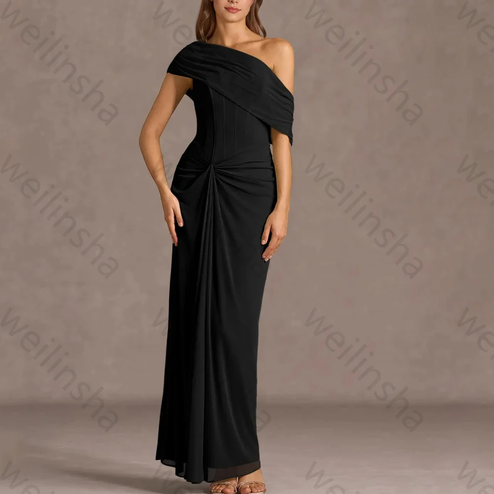 섹시한 원숄더 이브닝 드레스 우아한 플리츠 셀러브리티 롱 드레스 정교한 고품질 프로모션 파티 가운 여성 맞춤형