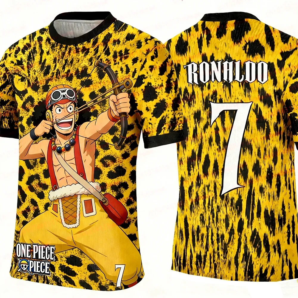 Bandai New Hot Selling Anime Football Suit Casual Sports T-shirt Round Neck Short Sleeved Breathable Ice Feeling Family Matching