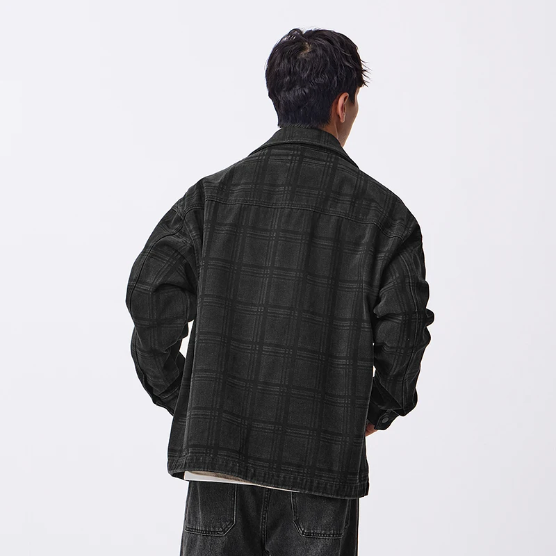 Chaqueta Semir para hombre, camisa holgada de otoño 2025, Top versátil, abrigo vaquero a cuadros Vintage