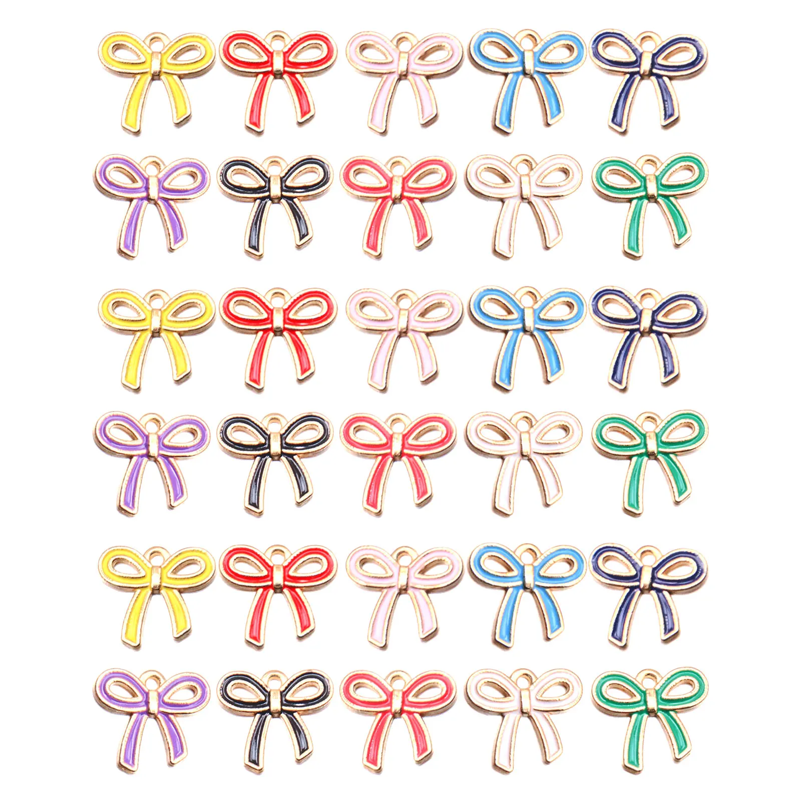 

50Pcs Alloy Colorful Bow Connector Charms Mini Bowknot Pendants for DIY Jewelry Making Bracelets Necklaces Crafts