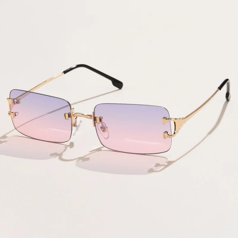 Luxury Rimless Sunglasses for Women Vintage Small Square Sun Glasses Men Brand Design Driving Shades Eyewear UV400 Protection