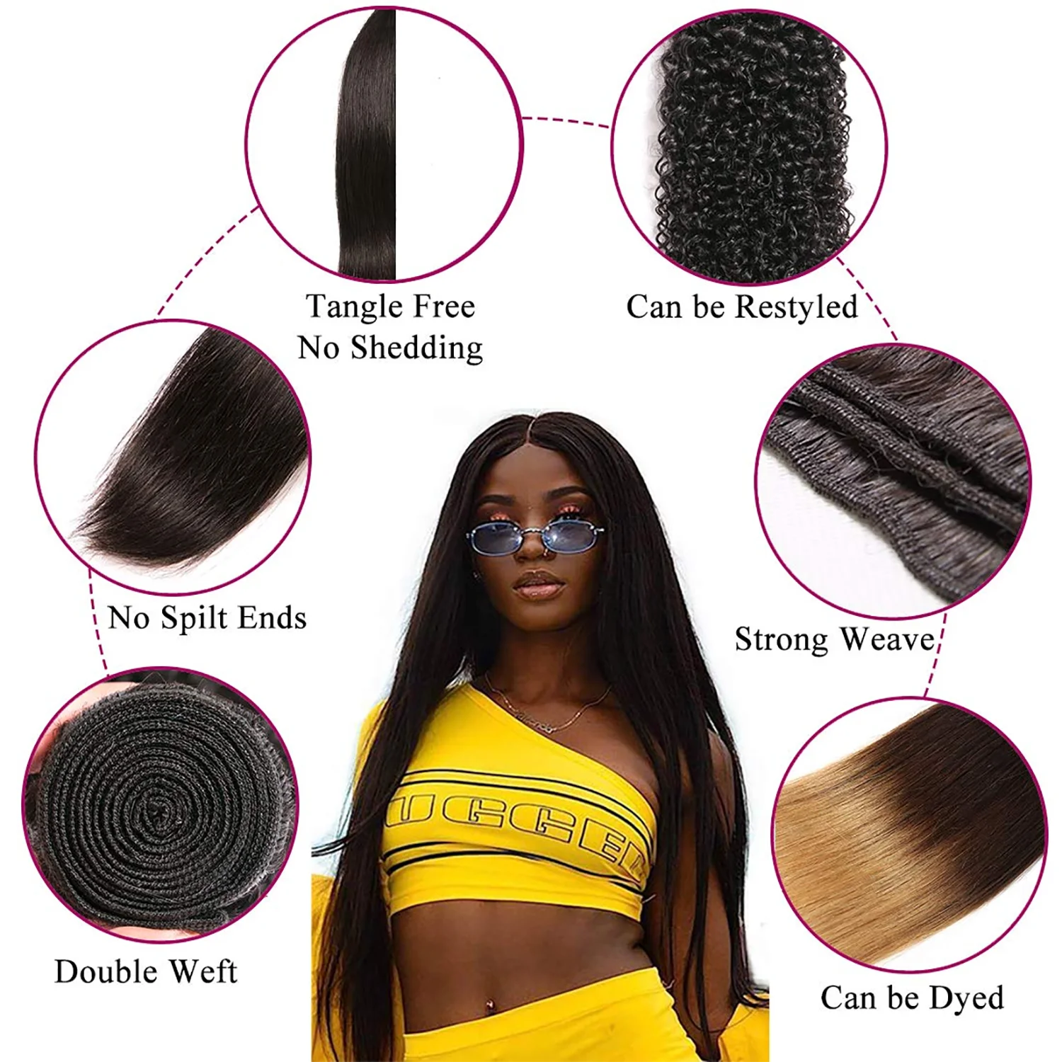 Pacotes retos peruanos para mulheres negras, tecelagem, 100% cabelo humano, pacote natural, extensões de cabelo, 3 pacotes Deal