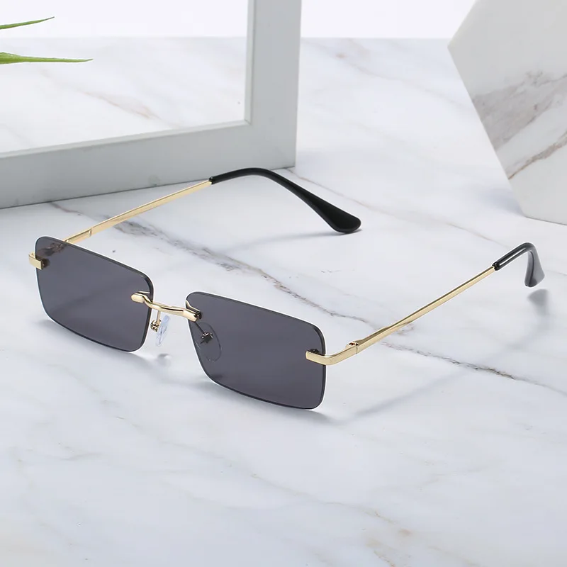 

New Sunglasses Women's Fashion Frameless Catwalk Glasses Square Marine-Lens Sunglasses