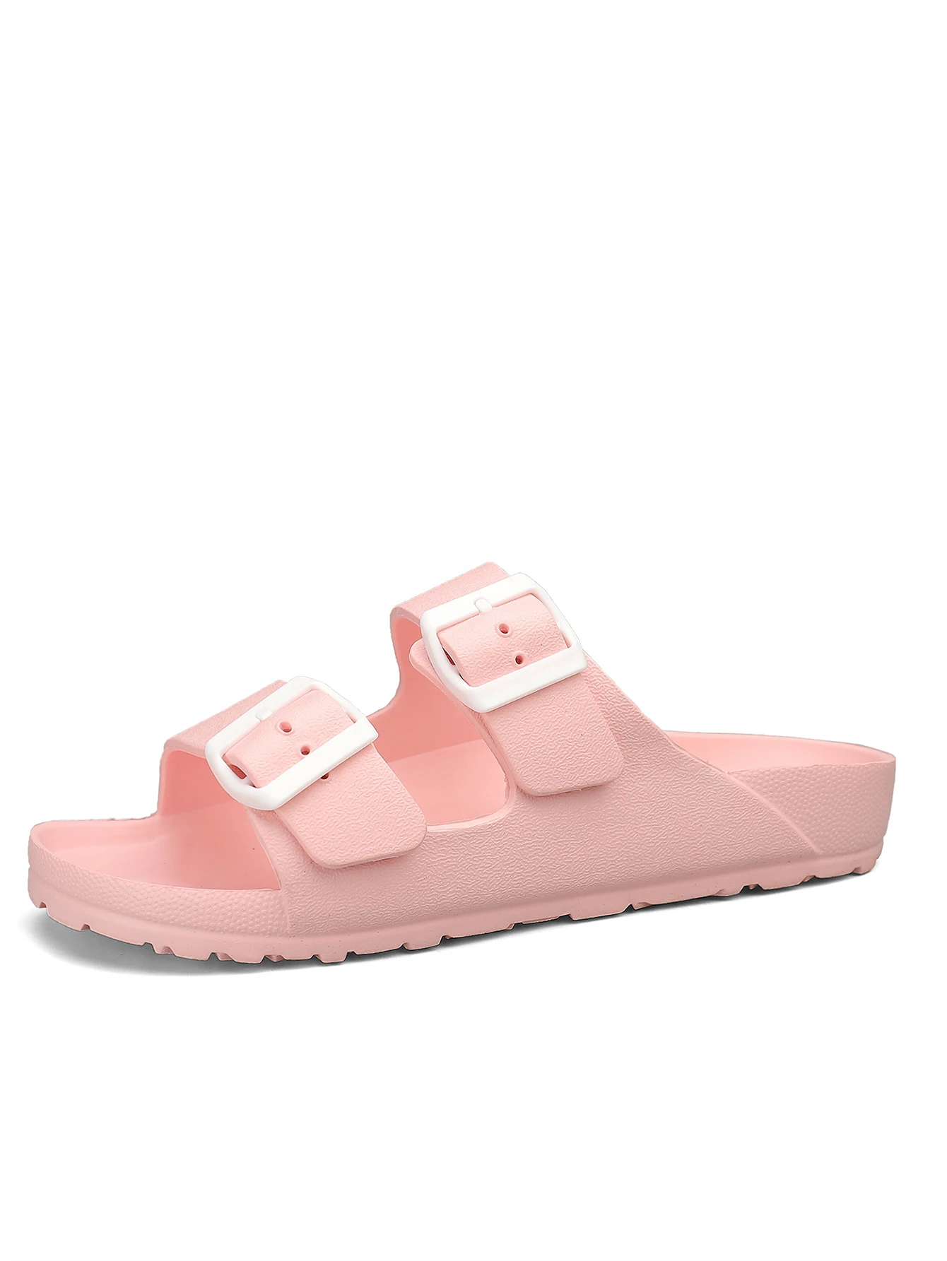 شباشب رجالية صيفية كاجوال بسيطة بلون سادة وإبزيم بلاستيكي سهل الارتداء وكعب مسطح قابل للتعديل