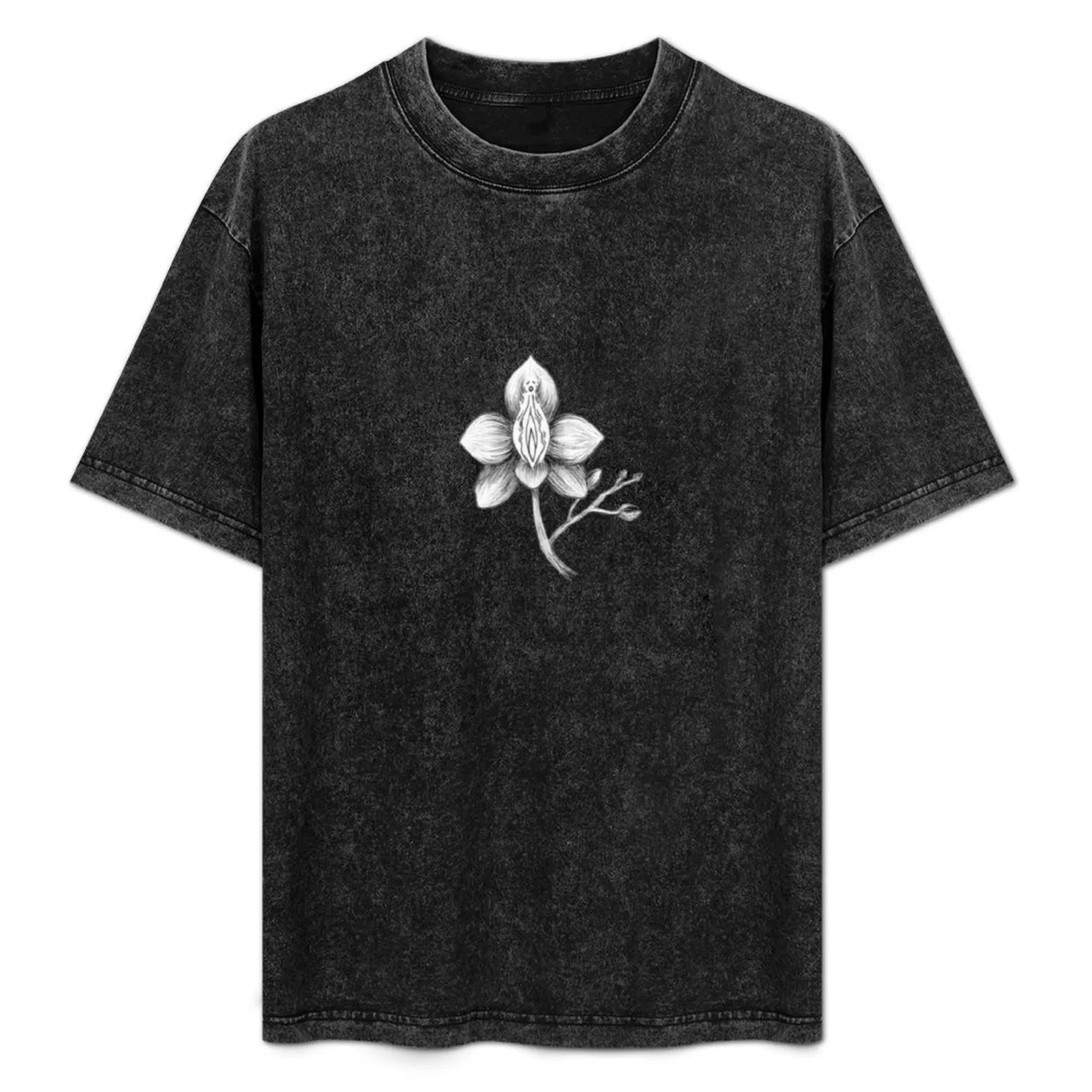 Black vulva orchid T-Shirt tees hippie clothes quick drying fruit of the loom mens t shirts