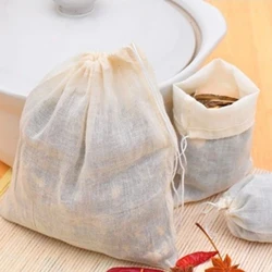 10pcs Reusable Multi-size Pure Cotton Drawstring tea Bag Strainer Tea Spice Separate Filter Bag Chinese Medicine Decoction Bag