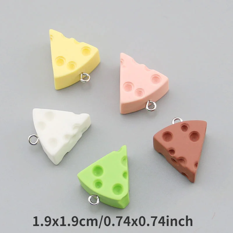 10pcs Triangle Cheese Resin Charms Simulated Food Pendant For Earring Keychain Decor Diy Jewelry Making Supplies view 3