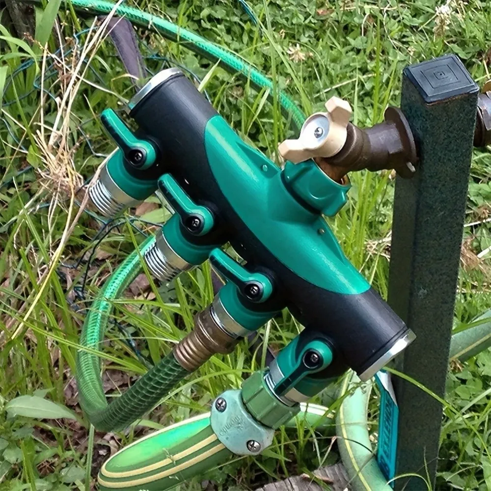 3/4 Inch 4 Way Hose Connector Splitter Adjustable Zinc Alloy Water Tap Hose Splitter Distributor Individual Flow Control