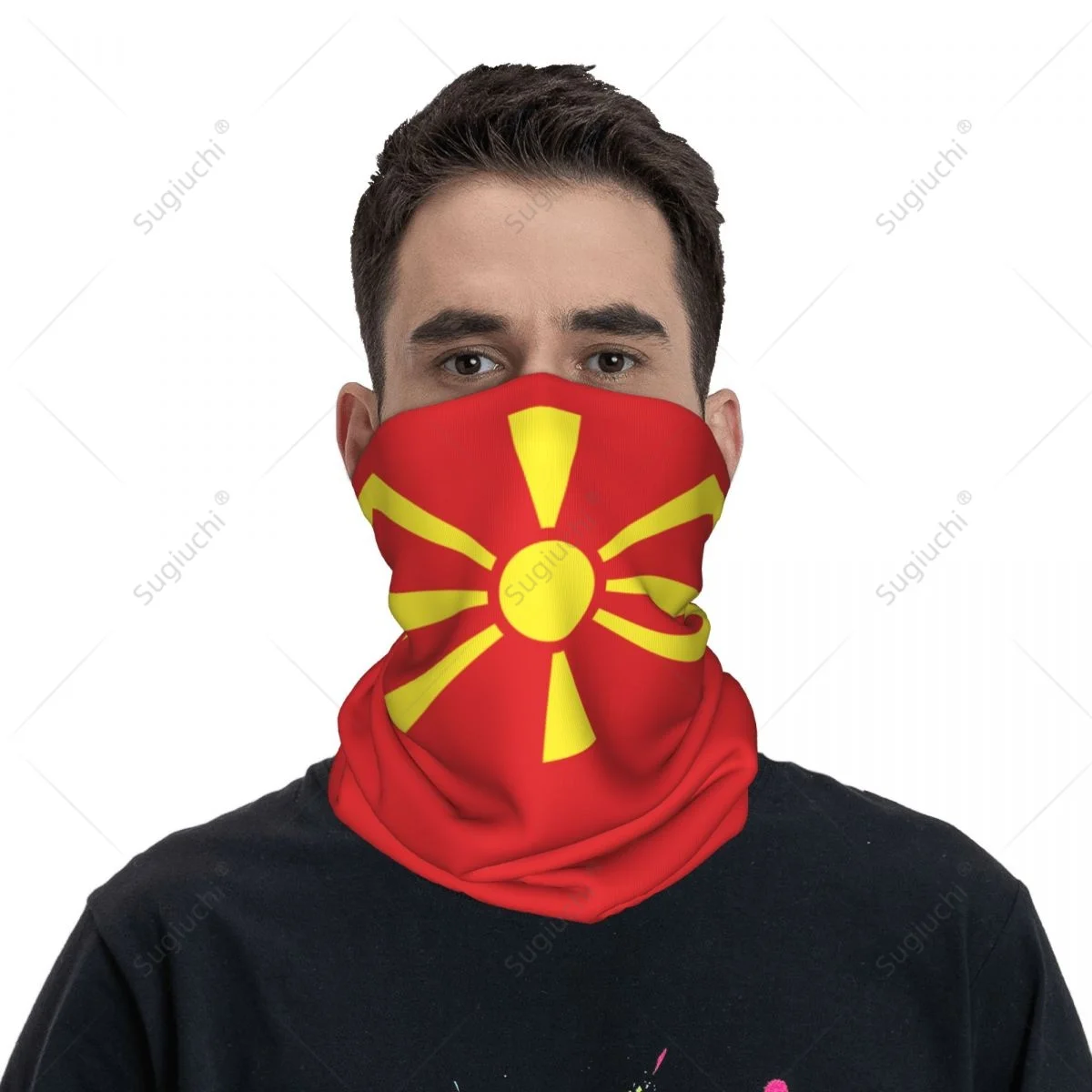 Unisex North Macedonia Flag Neckerchief Scarf Neck Face Mask Scarves Neck Warmer Seamless Bandana Headwear Cycling Hiking