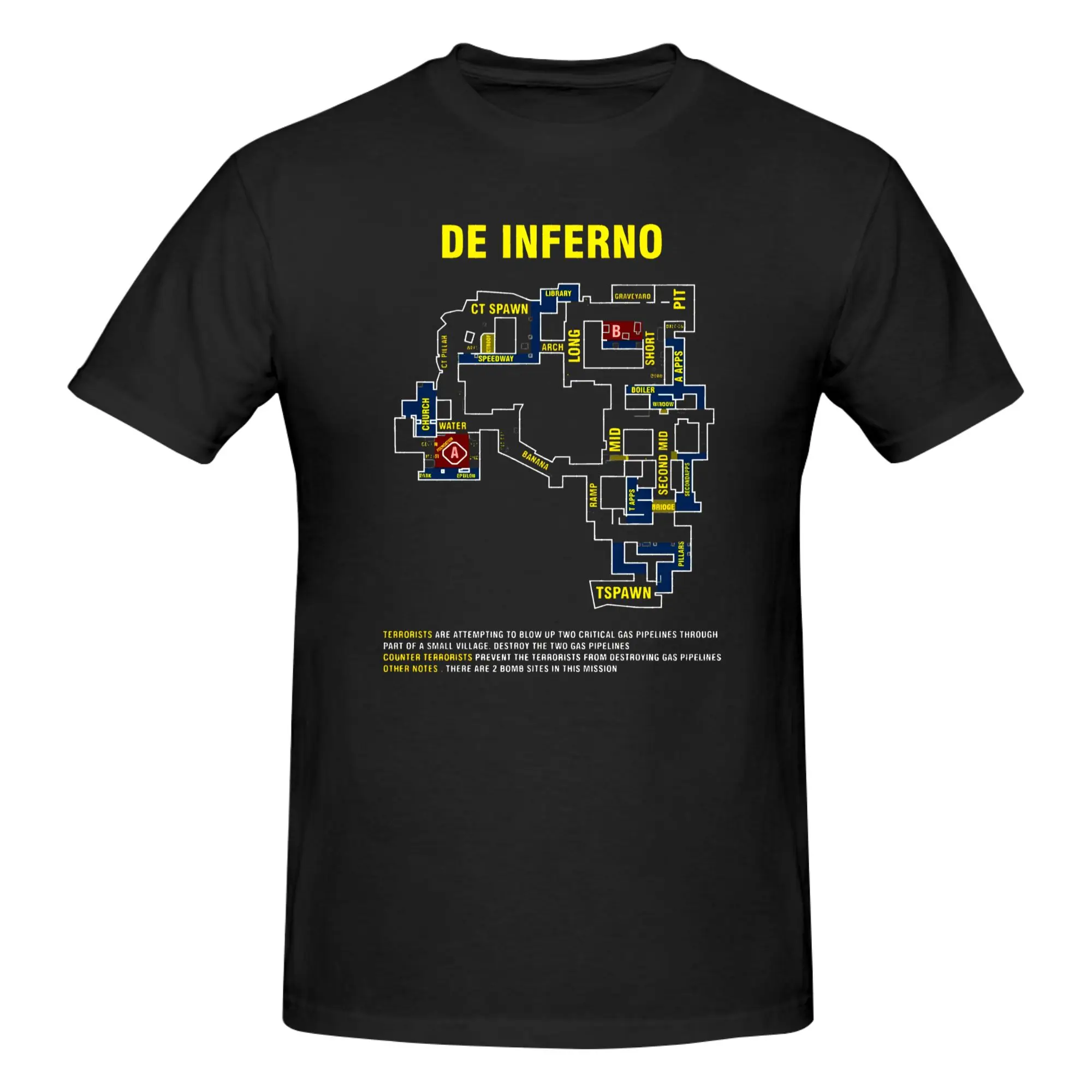 1 Piece Inferno Map Funny Graphic 100% Cotton T-Shirt C5:G0 Tops Tees For Men