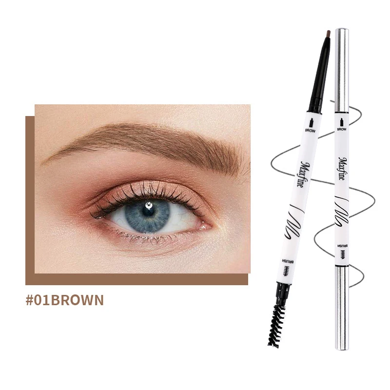 Crayon à sourcils à Tube fin à Double tête, pigment élevé, étanche, pas facile à décolorer, adapté aux débutants, cosmétiques pour les yeux