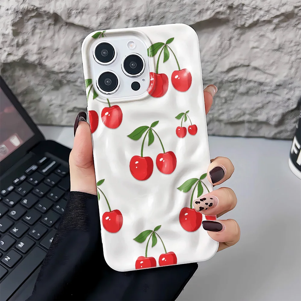 

Red Cherry Phone Case For IPhone 16 15 11 13 12 14 16 Pro Max Plus SE 2020 2022 Soft Transparent Cover Case Funda Bumber