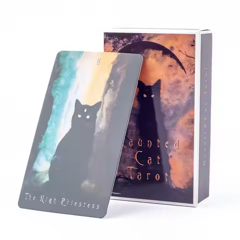 Haunted Cat Tarot A 78-Card Deck for Family Party Tabletop Games Oracle Set for Precognition &amp; Divination Board Playing Games