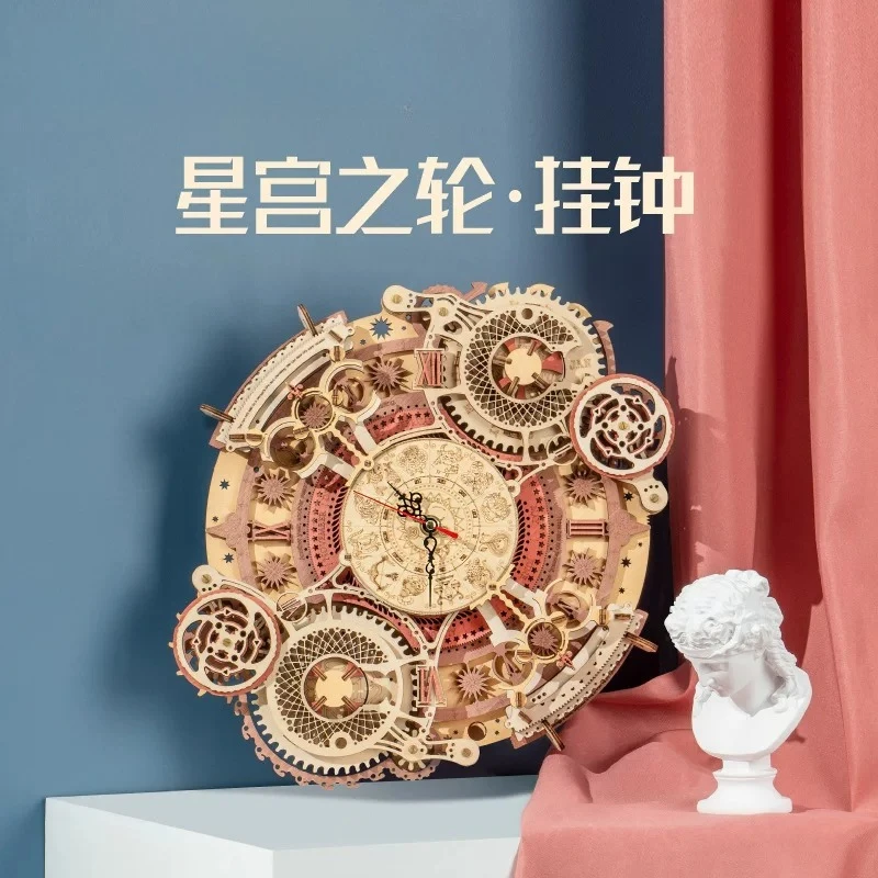Creative DIY Wooden 3D Puzzle Calendar Wall Clock High Difficulty Mechanical Model Building Kit Gift for Adults Home Decor