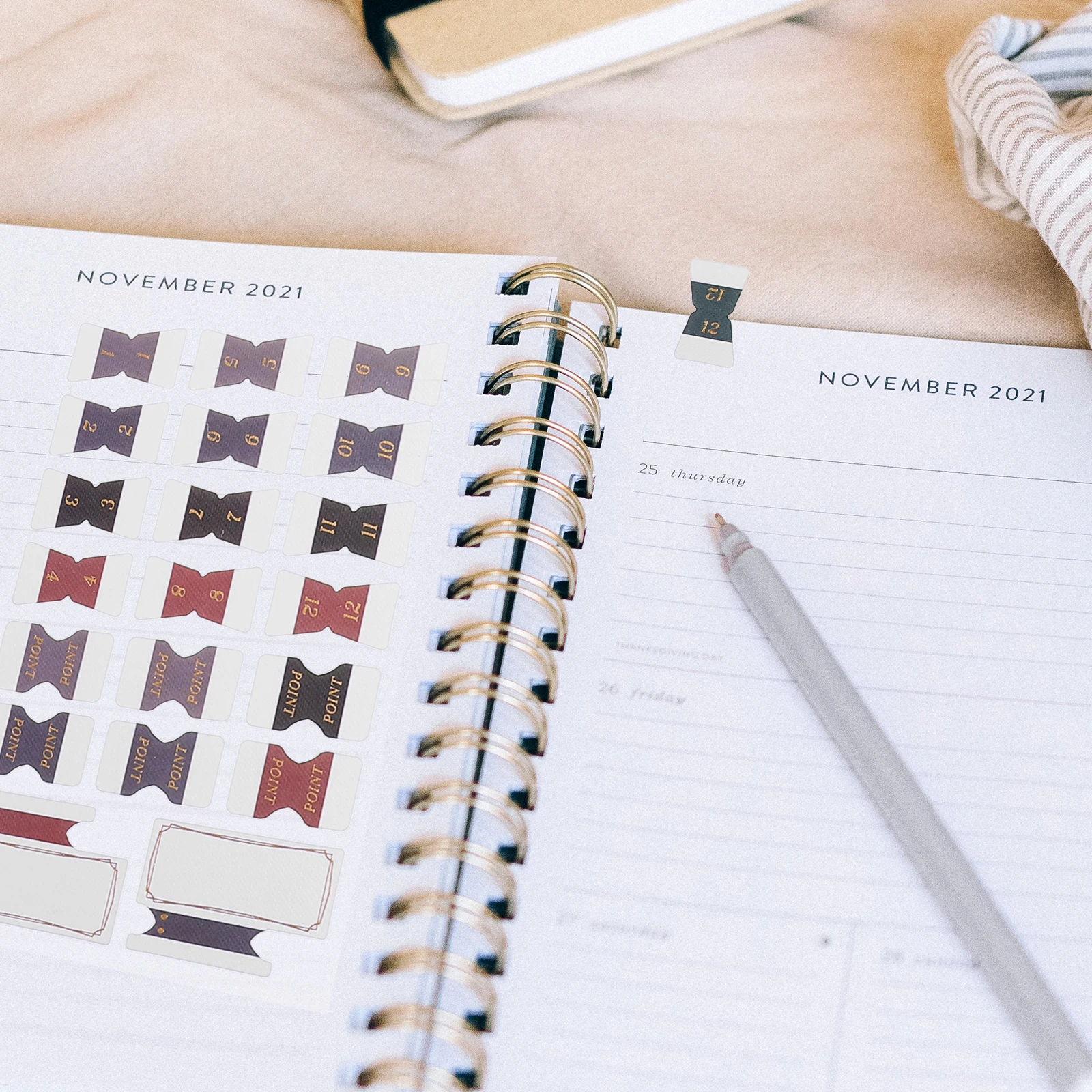 6 Sheets Bookmark Stickers Planner Month Index Tabs Monthly Major with Page Markers Paper Annotating Annotation