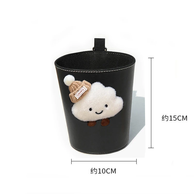 PU Leather Car Trash Bin Can Cute Cartoon Cloud Auto Back Seat Headrest Mini Organizer Rubbish Bag Garbage Air Vent Storage Box view 3