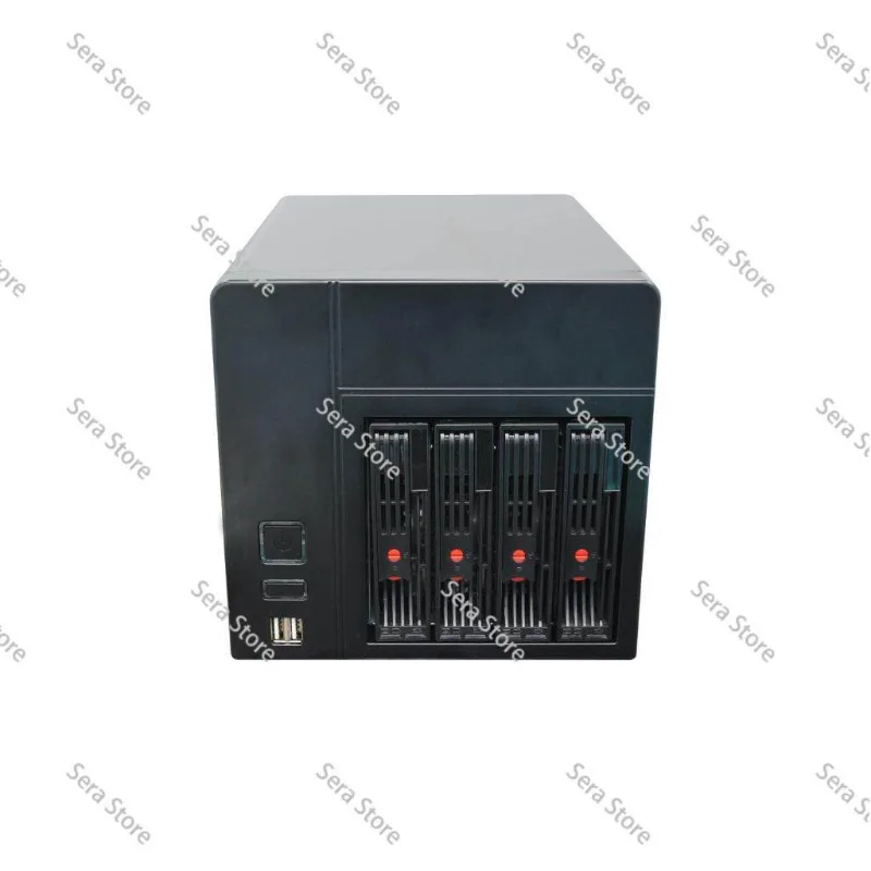 4 Bay NAS Storage Server Chassis with Power Supply Mini ITX Motherboard Compatible Compact Home Office Cloud Backup Case SATA