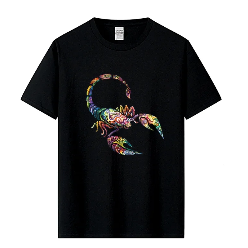 

Men's scorpion print, casual fashion round neck fun short sleeves, 100% cotton summer wear