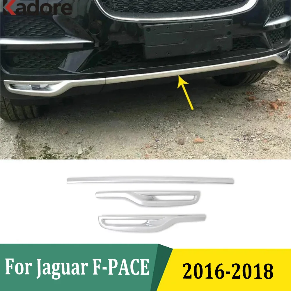 

For Jaguar F-PACE 2016 2017 2018 Front Bottom Bumper Cover Plate Protective Strips Car Exterior Accessories ABS Matte 3PCS