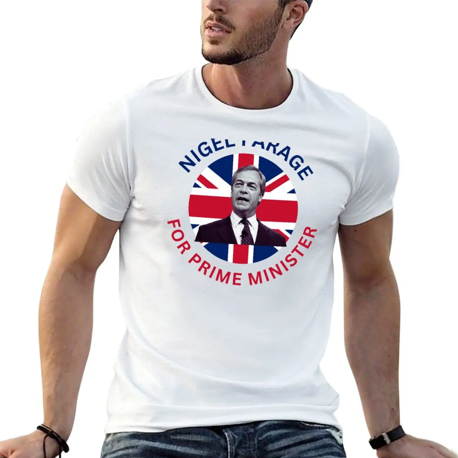 

Nigel Farage For Prime Minister Britain Flag 2024 T-Shirt man t shirt summer mens graphic t shirts T-Shirt