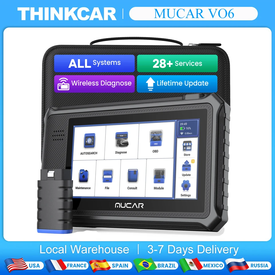 

MUCAR VO6 OBD2 Scanner Full System Diagnostic Tools 28 Resets Auto Scan Tools Support ECU Coding Bidirectional Control Function