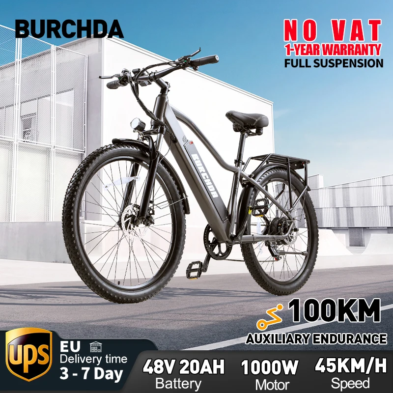 BURCHDA-RX70 1500W Adult electric bicycle 45km/h City E-Bike 48V 20AH, Li-Ion Battery 27.5’ Mountain Moto Bike 2024