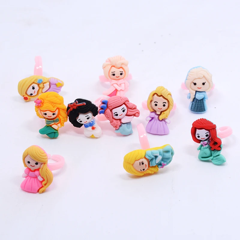 10/20Pcs Disney Cartoon Kids Rings Cute Kawaii Mini Princesses Ring For Children baby girl Accessories toy party birthday gift