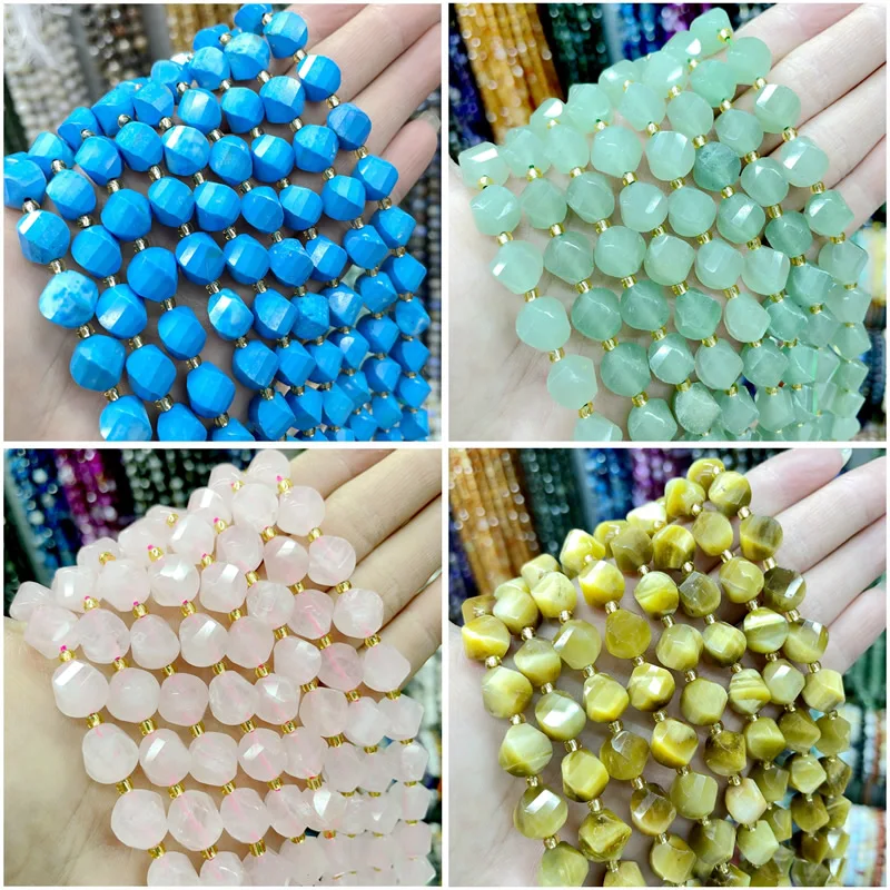 

2024 New 8-10MM S-shaped Faced Button Beads Natural Lapis lazuli Tiger Eye Turquoise Spacer Beads DIY Bracelet Necklace Jewelry